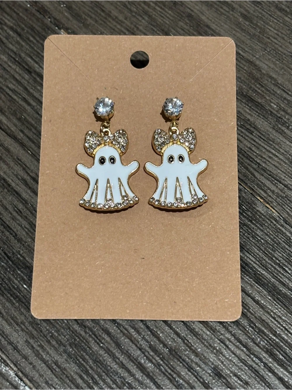 Booo-tiful Rhinestone Ghost Drop Earrings
